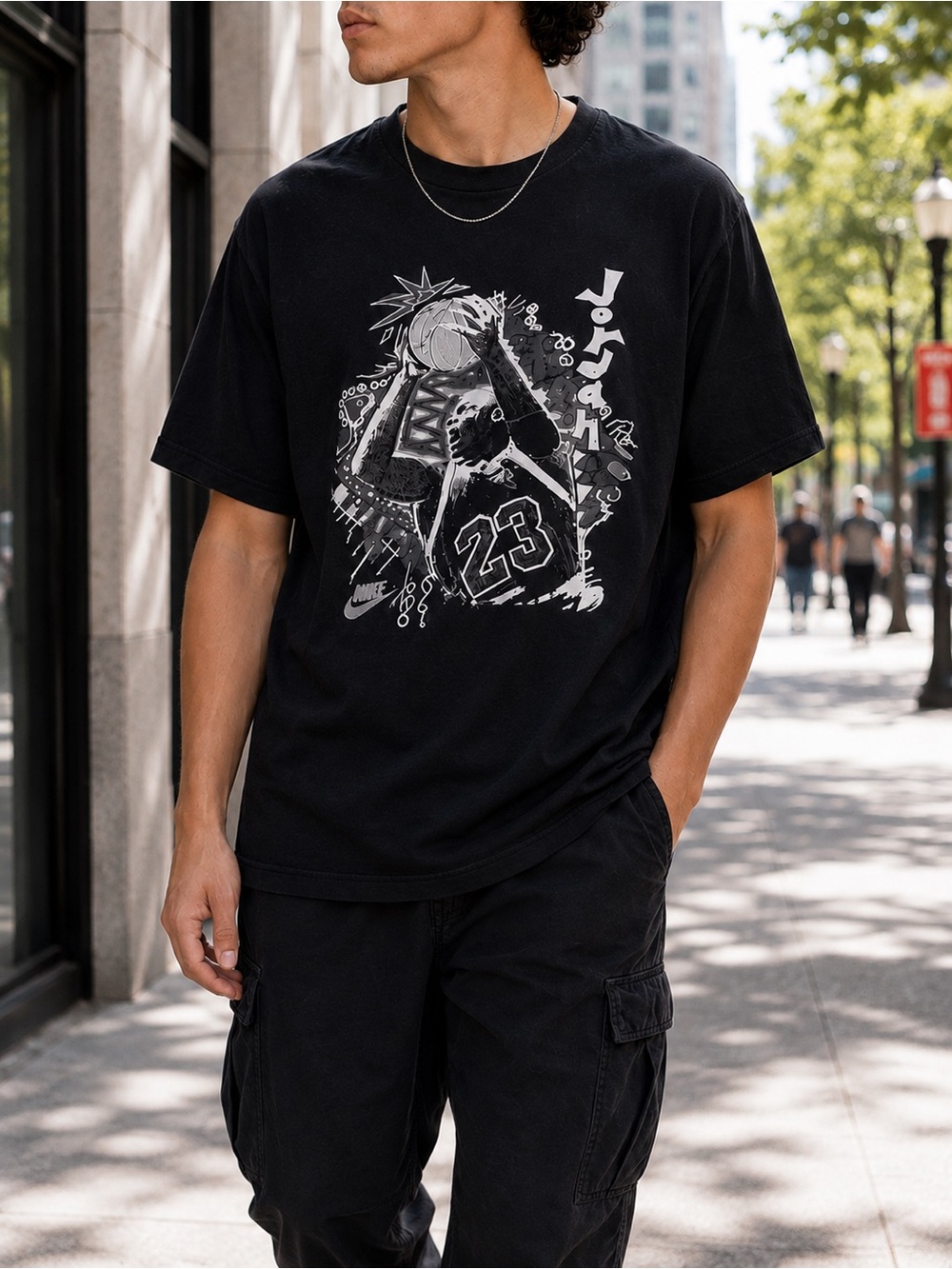 Nike JORDAN Jumpman 23 Black Graphic Tee Men’s L Michael Jordan Cotton Shirt